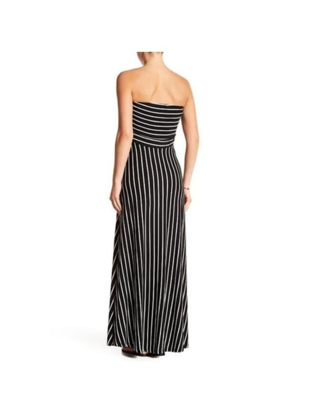 West Kei Black & White Striped Strapless Bandeau Maxi Dress - Picture 4 of 4